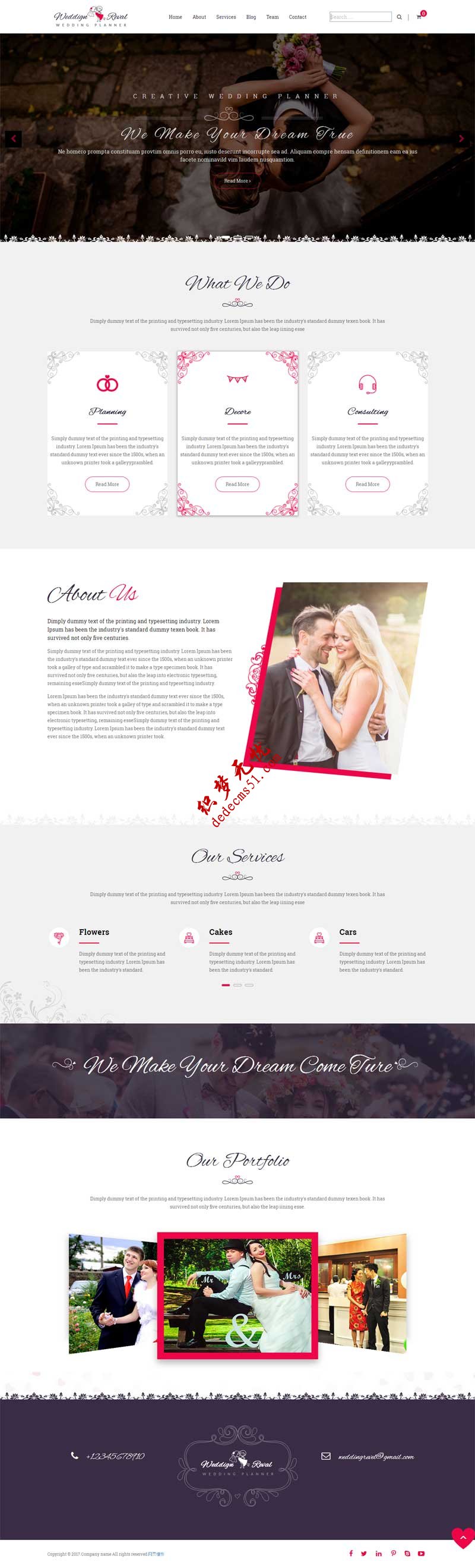 html5响应式简洁欧美风格的婚庆摄影公司网站模板下载