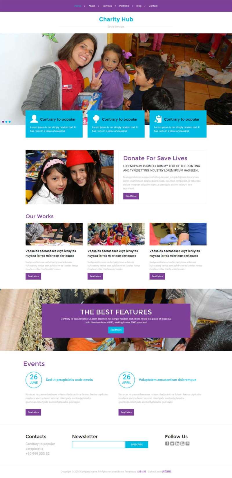 紫色的儿童教育公益网站模板html整站源码(图1)