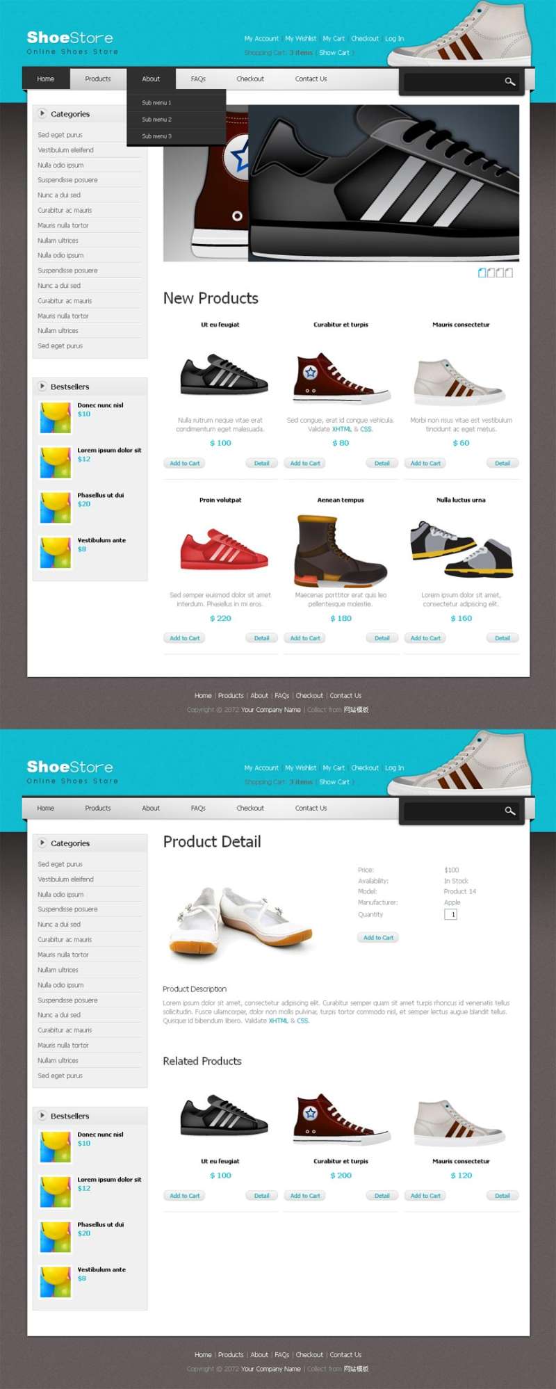 电子商务网上买鞋子商城网站模板html全站下载(图1)
