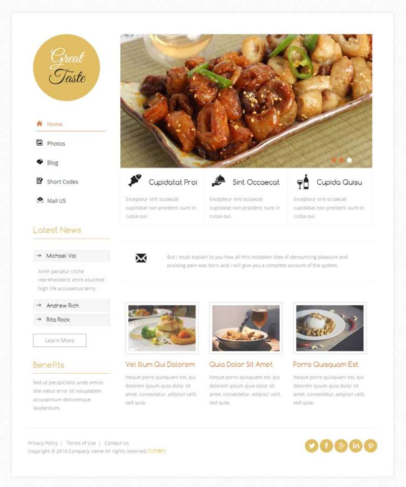 餐饮美食网站静态模板下载(图1)