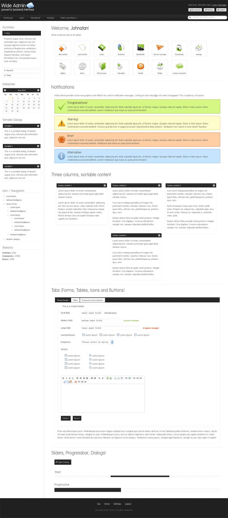 黑色的后台管理页面模板html下载(图1)