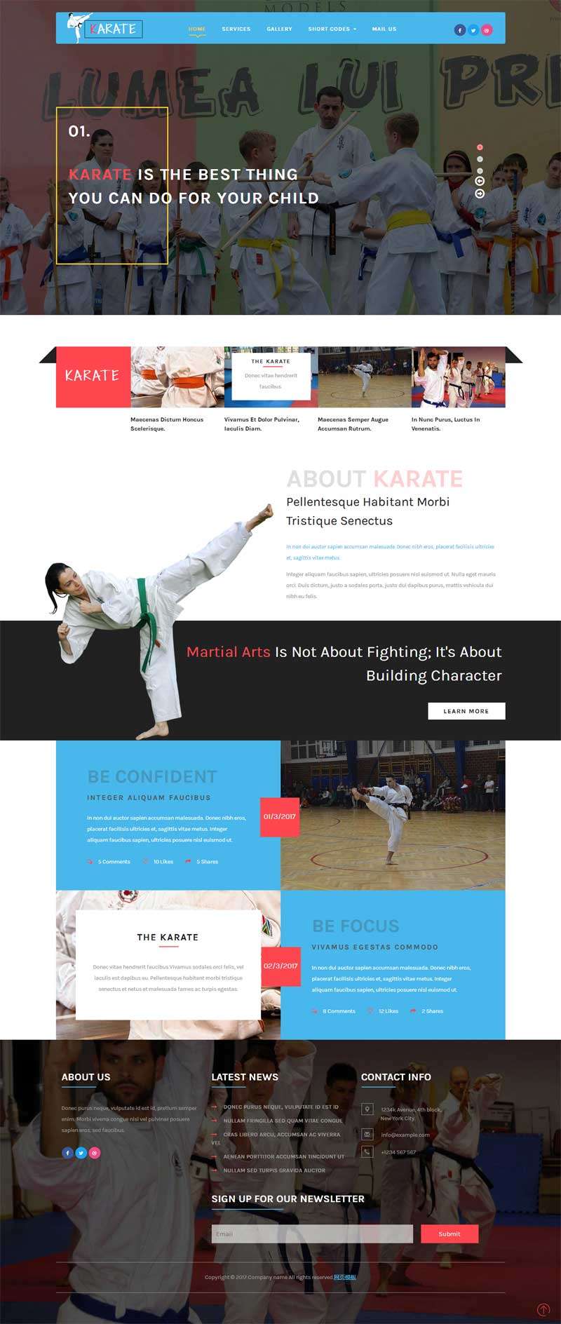 儿童跆拳道培训教育网站模板下载(图1)