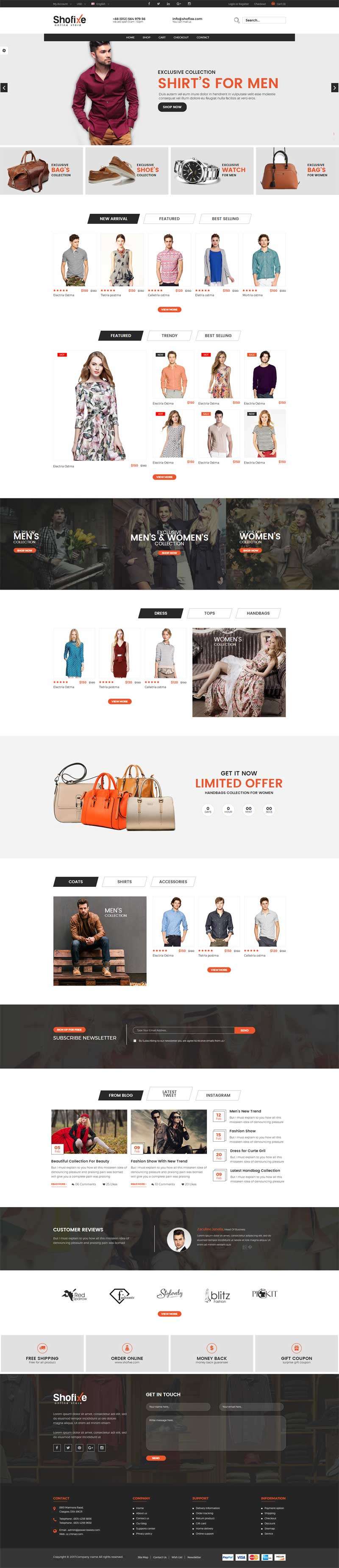 时尚品牌服装箱包购物商城模板html下载(图1)