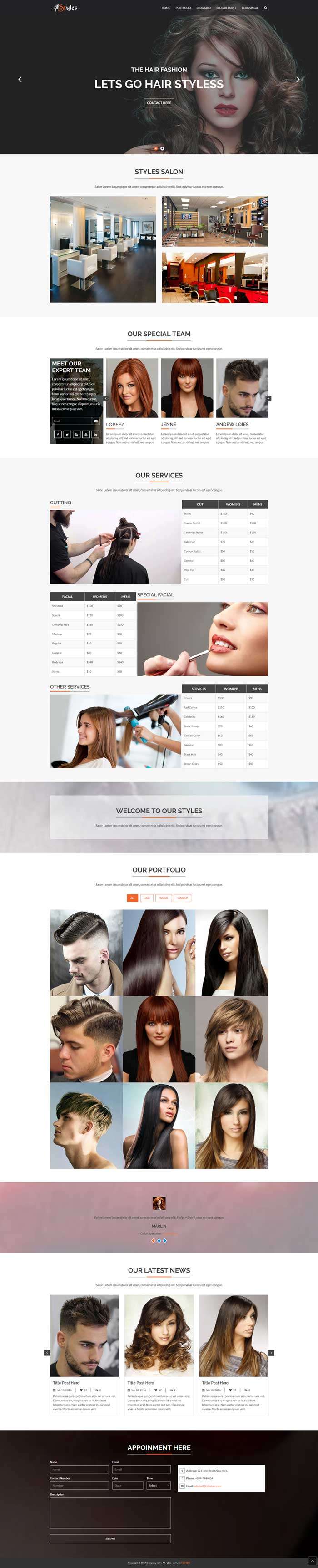 美容美发店网站模板(图1)