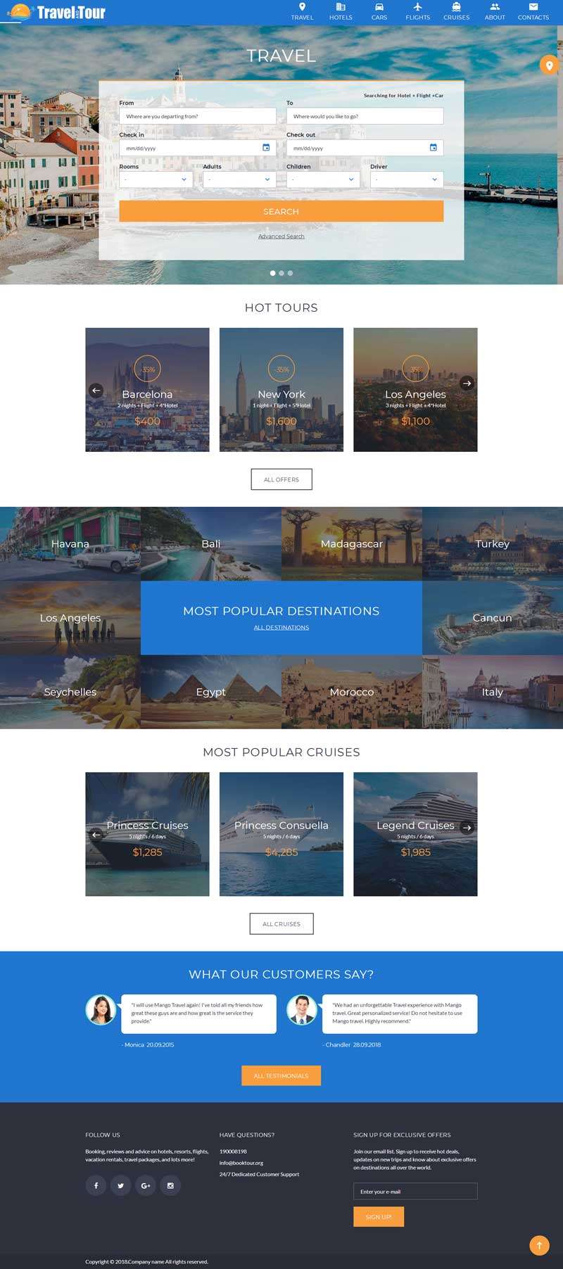 旅游酒店机票一站式服务网站模板(图1)
