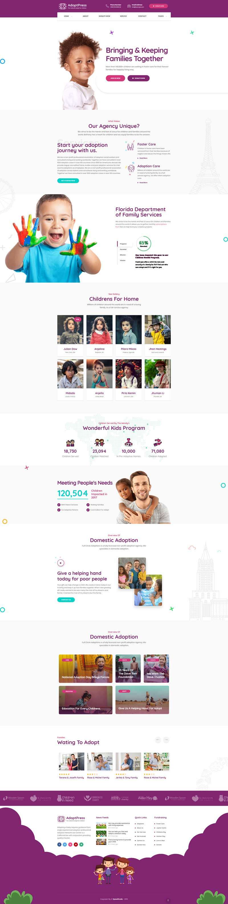 儿童收养机构公益网站模板(图1)