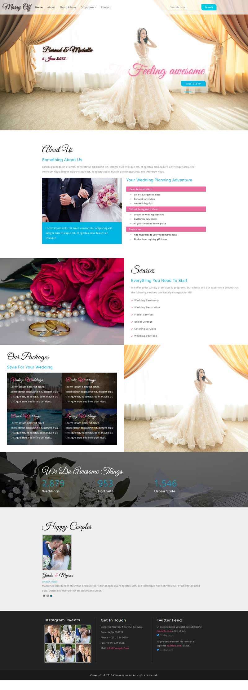婚纱摄影图片展示网站模板(图1)