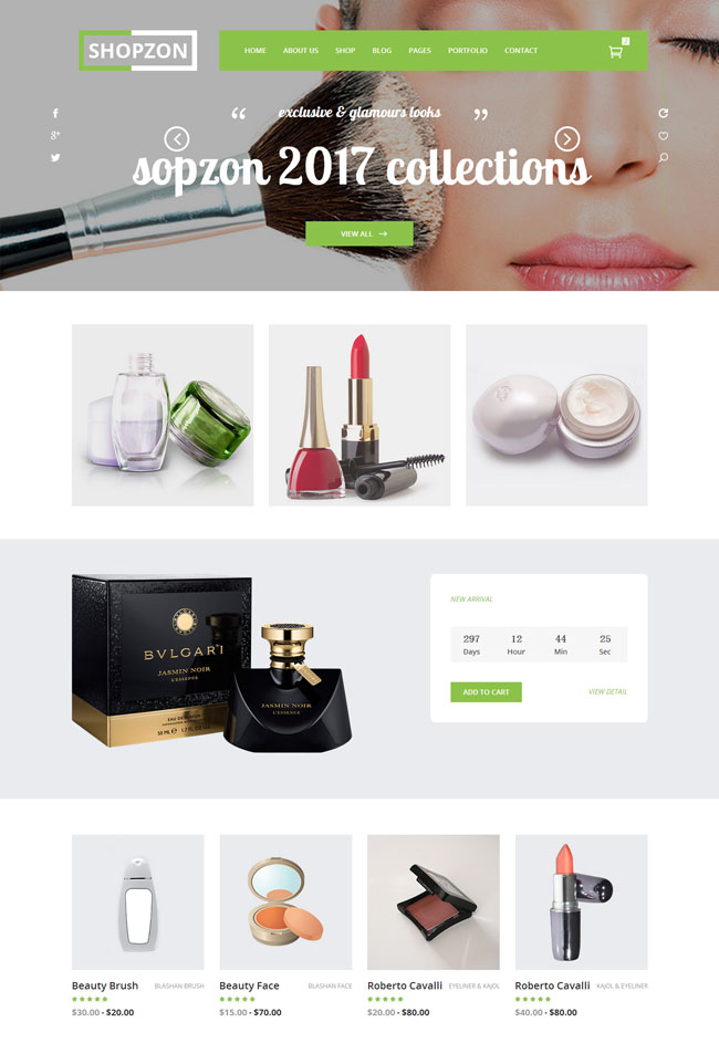 化妆品电子商务网站模板(图1)