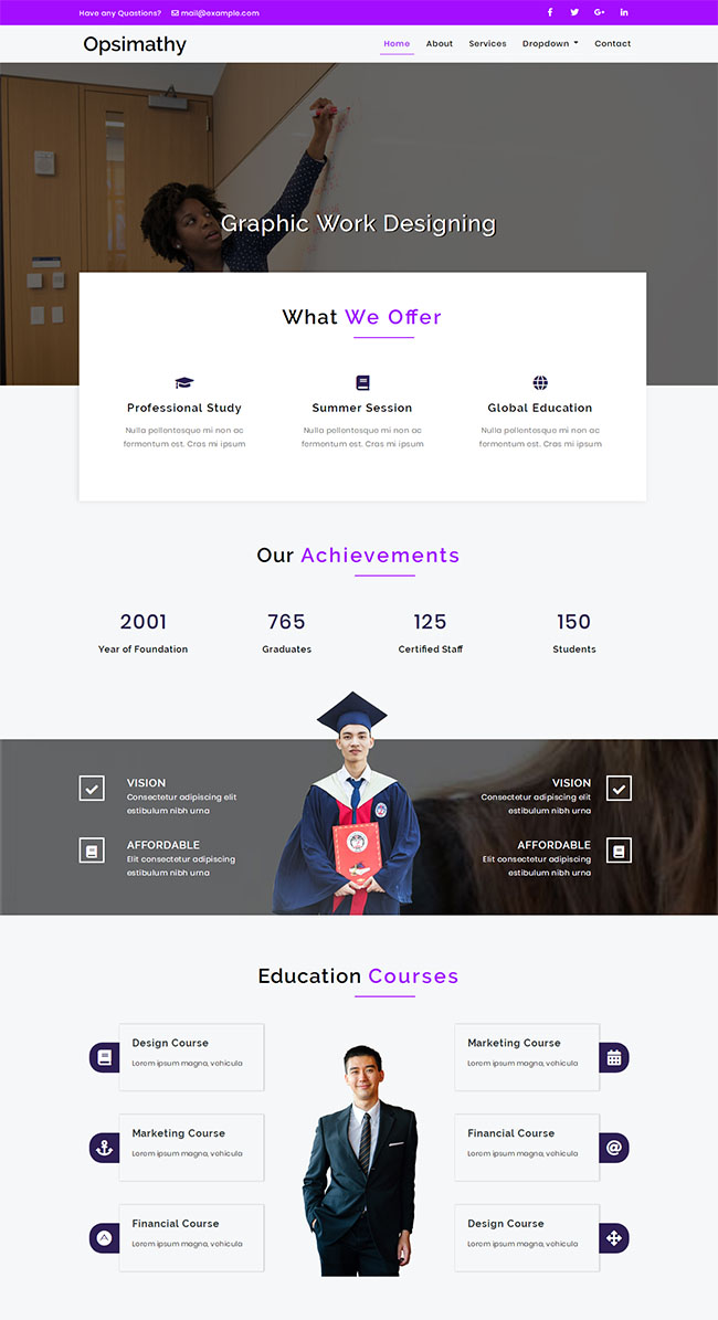 紫色教育培训企业网站模板(图1)