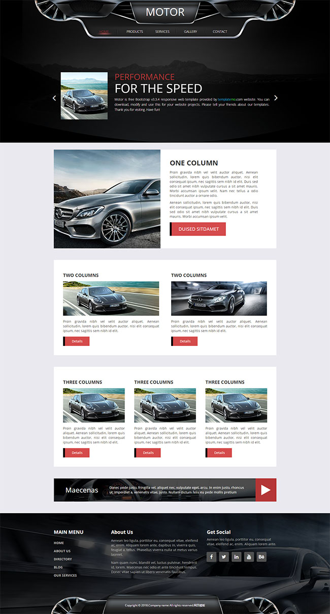 豪华品牌汽车网站模板(图1)