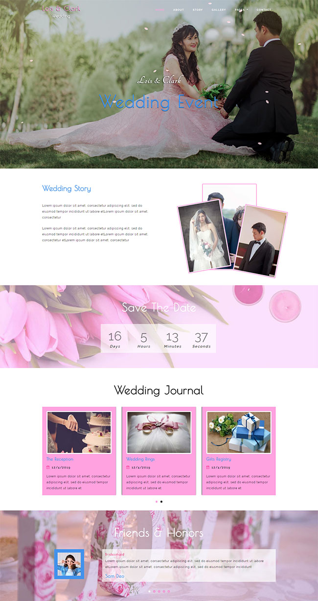 粉色婚礼策划企业官网模板(图1)