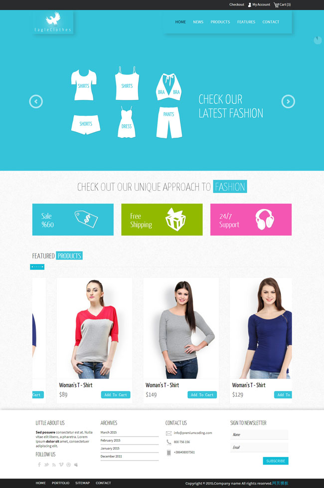 女性服装商城网站模板(图1)