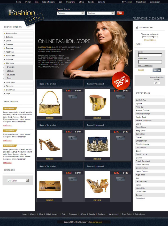 时尚内衣商城网页模板(图1)