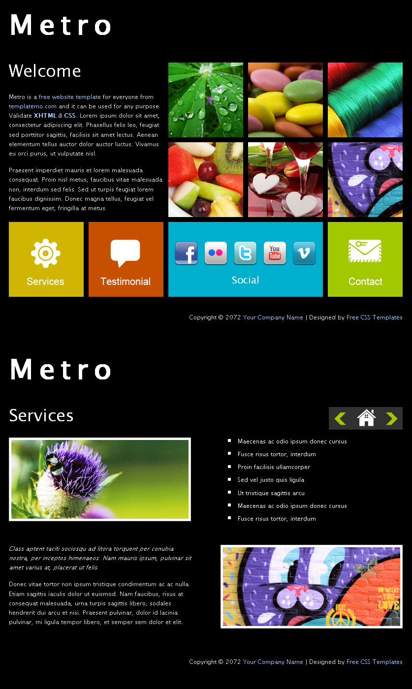 win8风格模板黑色背景metro风格界面网页模板html下载
