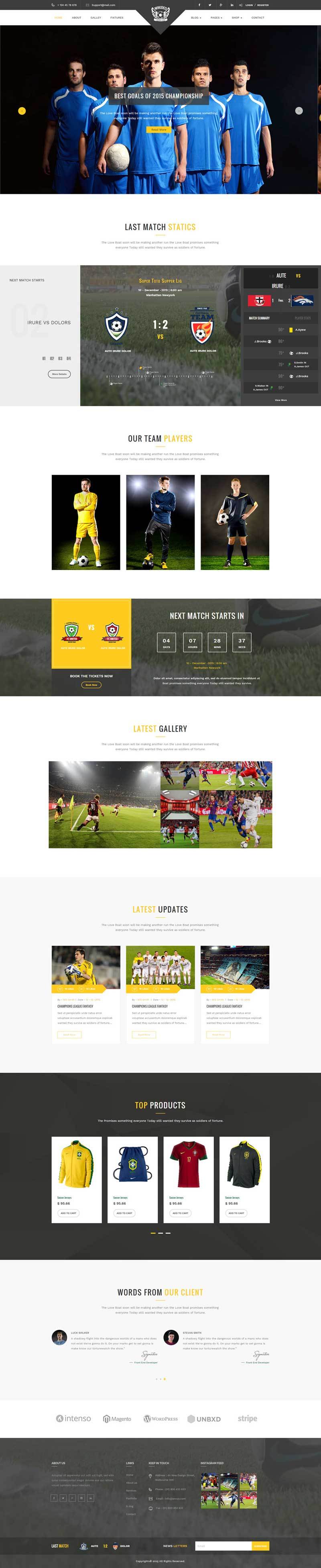 世界杯足球体育用品电商网站html模板(图1)
