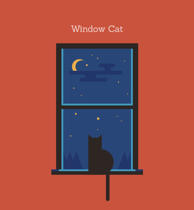 纯CSS3绘制窗户上的猫特效(图1)