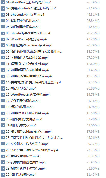 WordPress博客系统高清后台操作管理视频教程wp视频教程免费下载