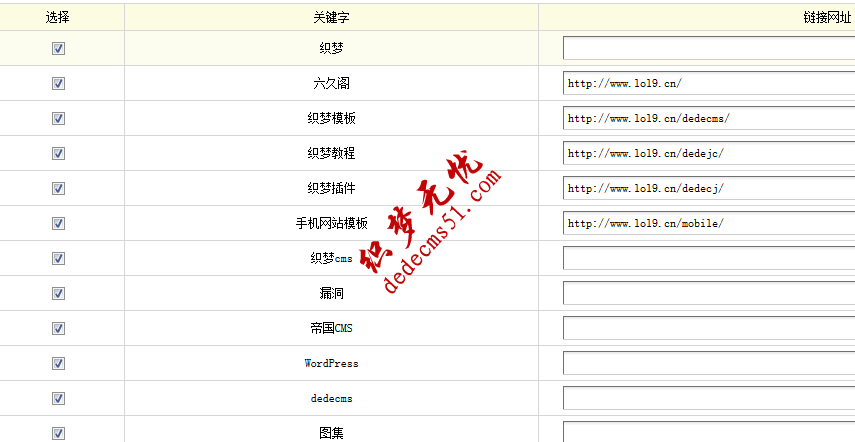 织梦dedecms如何批量导入关键词做内链优化