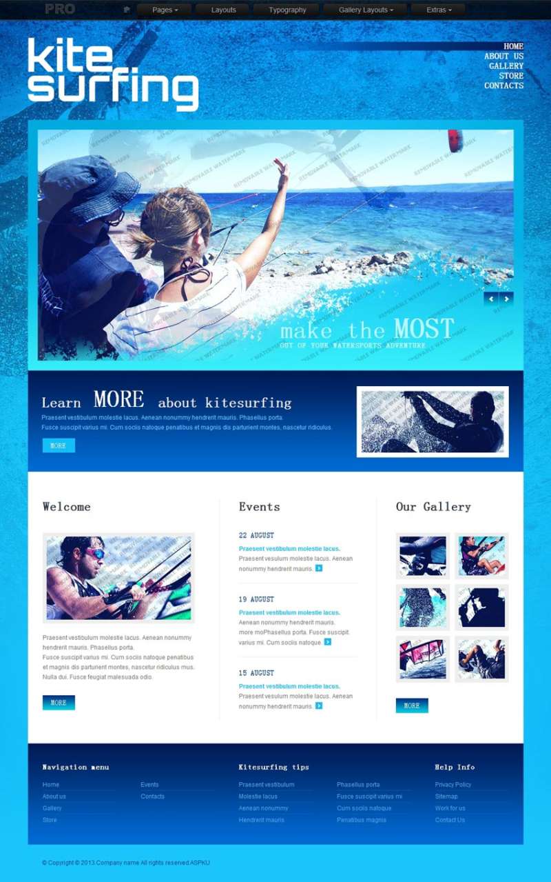 蓝色的海洋冲浪主题网站模板html源码下载