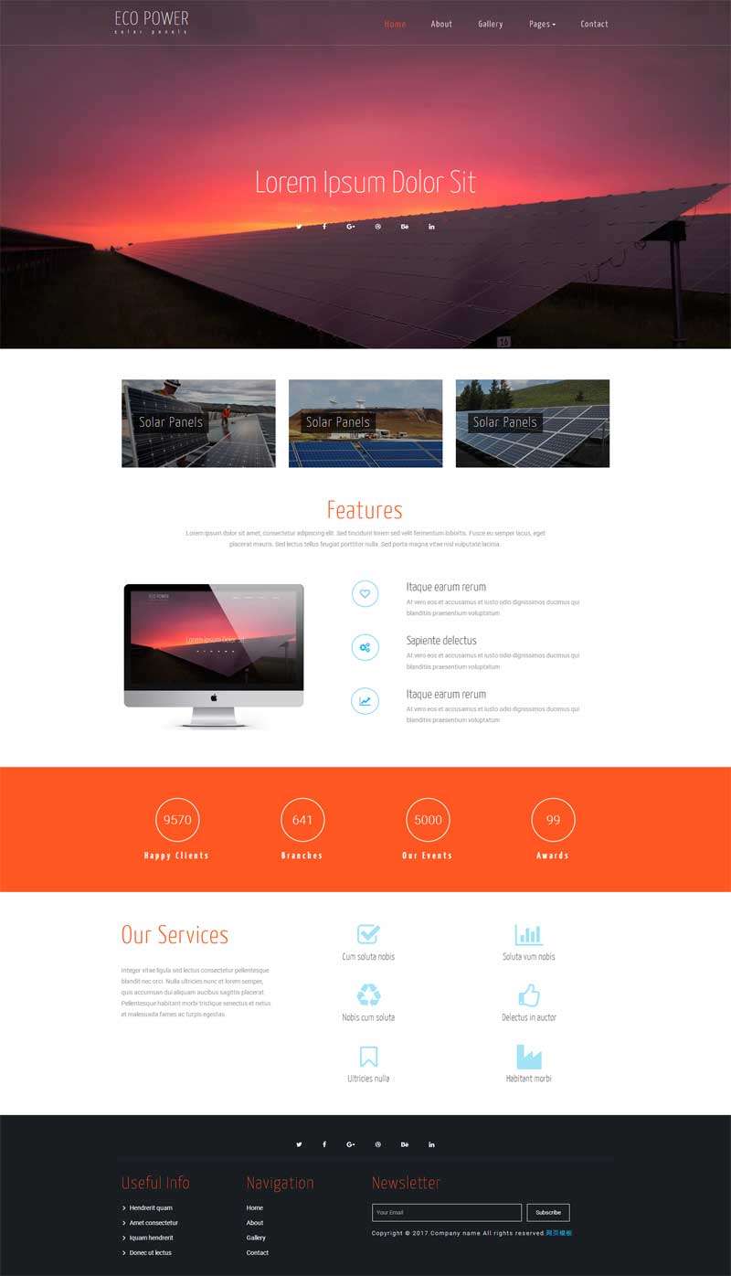 大气的太阳能发电公司网站html模板(图1)