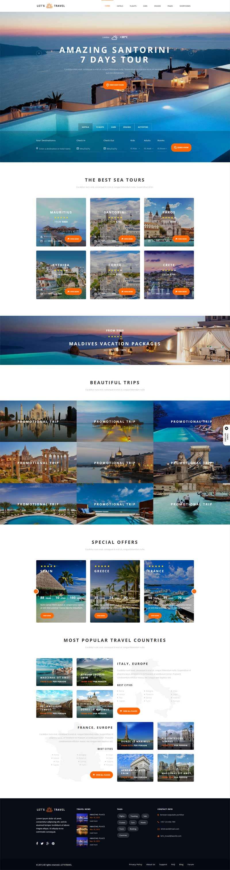 响应式的旅游酒店在线预订网站模板(图1)