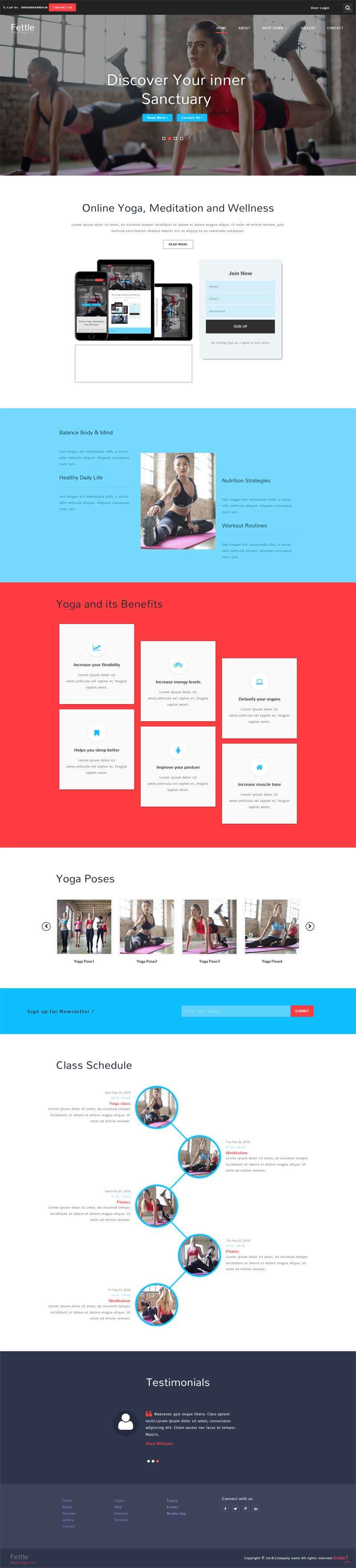 瑜伽健身俱乐部网站模板(图1)
