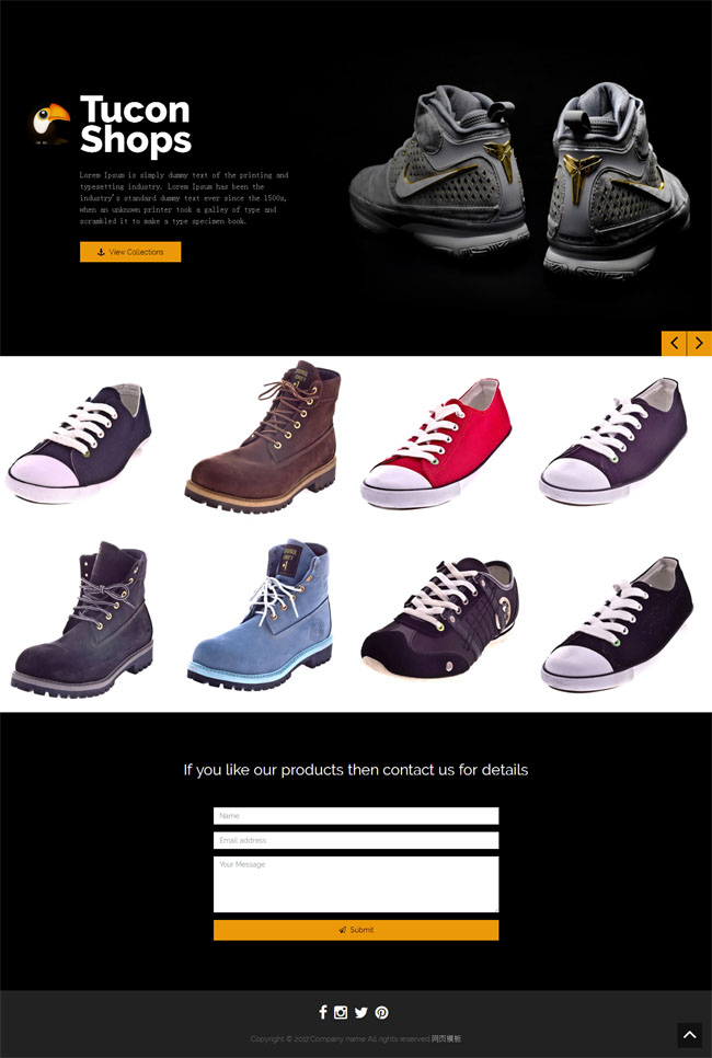 全屏鞋子商城单页模板下载(图1)