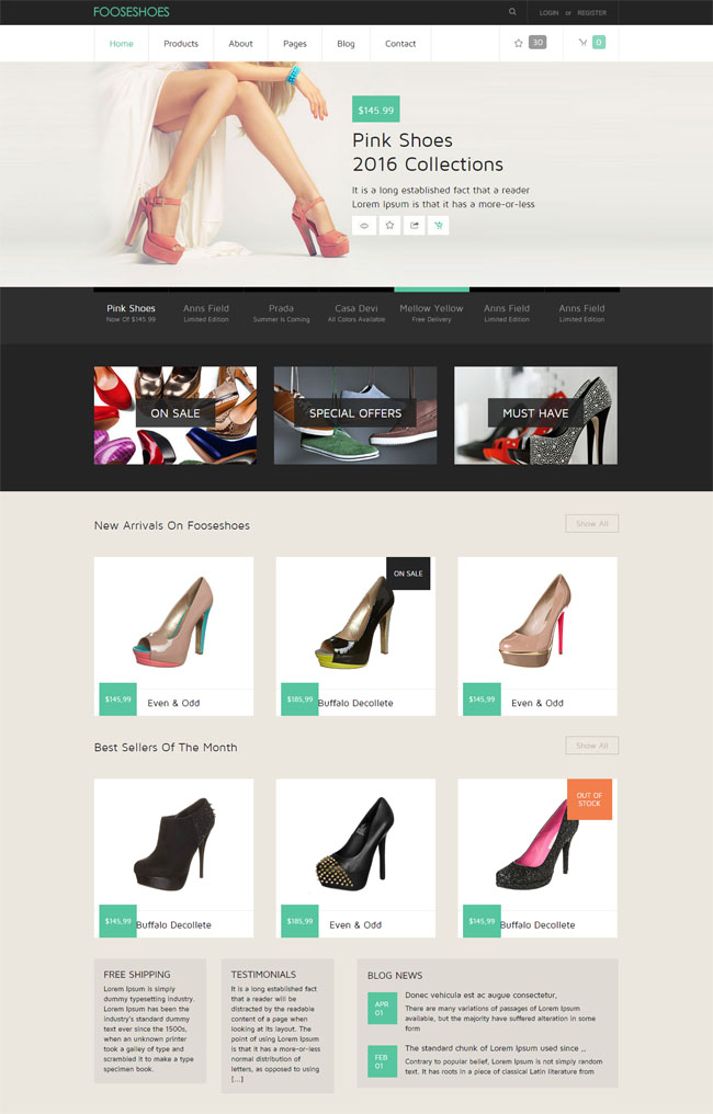 女性高跟鞋商城网站模板(图1)