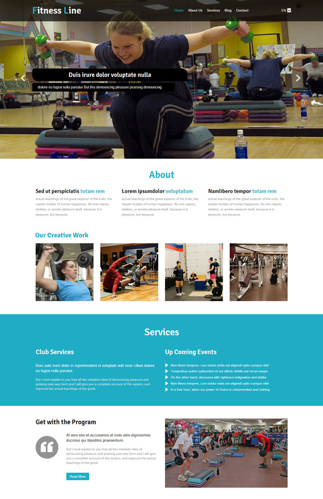 哑铃运动健身网站模板(图1)