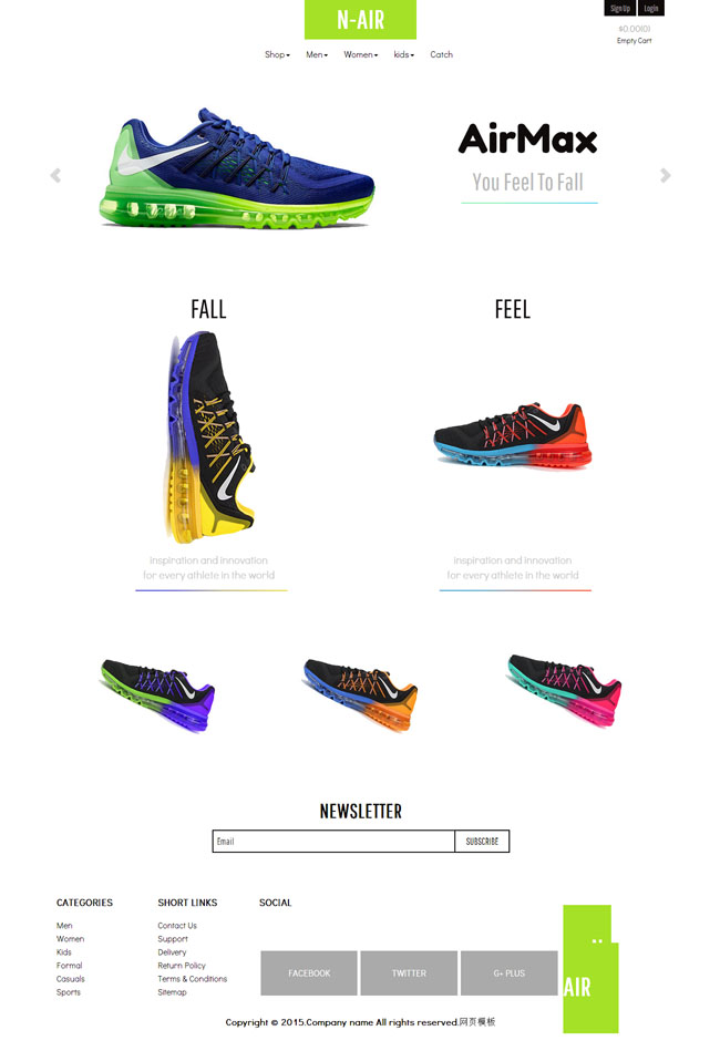 足球运动鞋商城网站模板(图1)