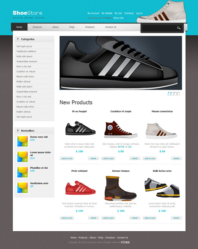 鞋子电子商务html网站模板(图1)