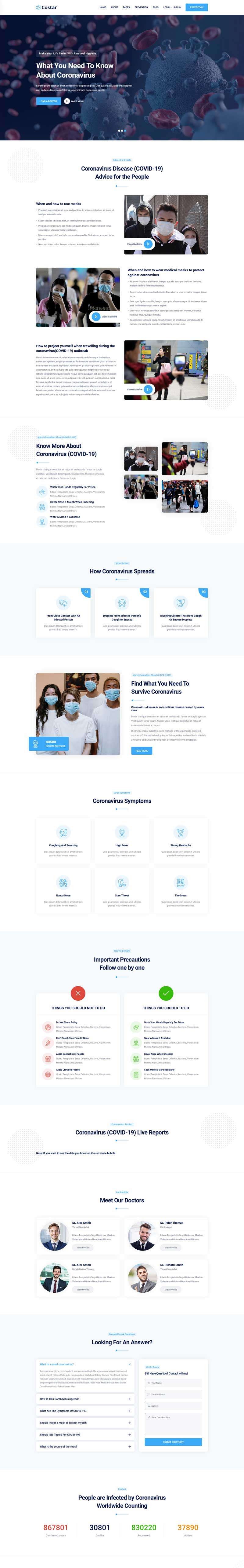 冠状病毒医疗预防宣传页面HTML模板(图1)