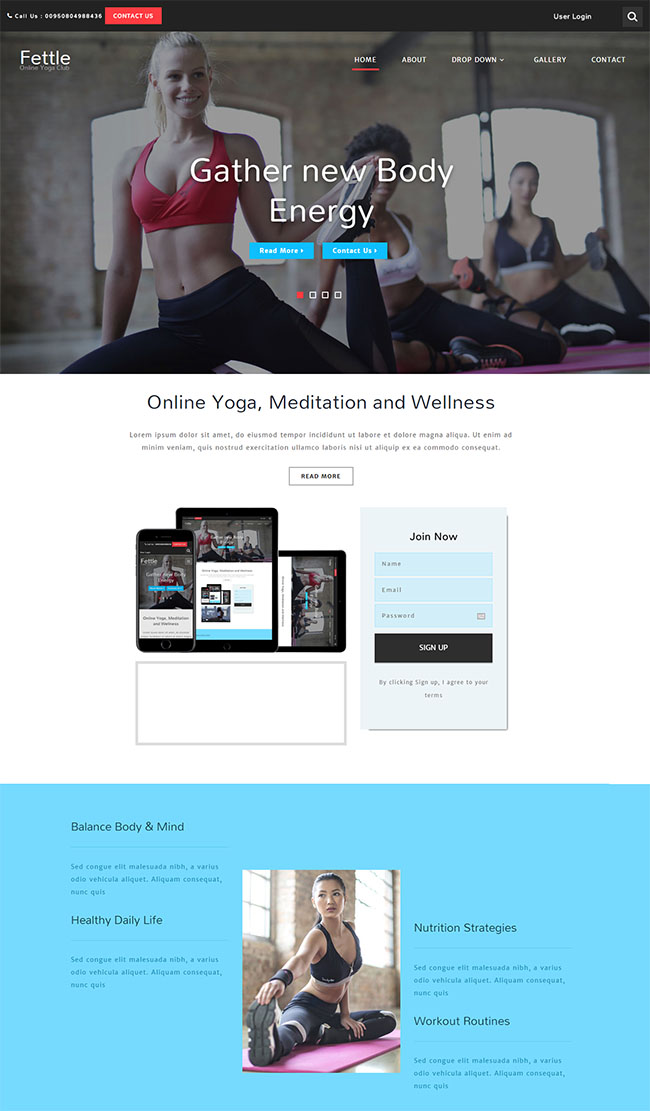 美女瑜伽健身网站模板(图1)