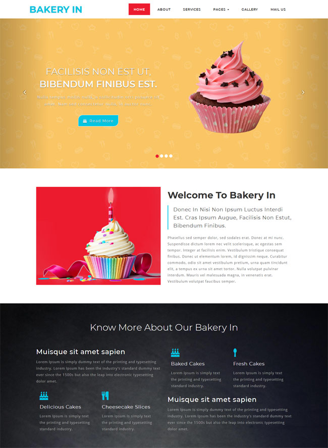 宽屏蛋糕甜品网站模板(图1)