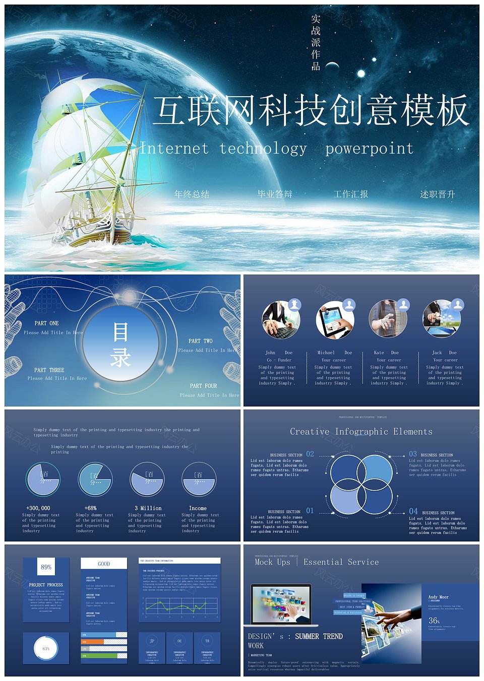 实战派演示炫彩科幻星空大气创意工作汇报PPT模板(图1)