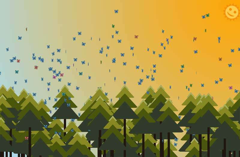 森林里一群蝴蝶动画场景特效(图1)