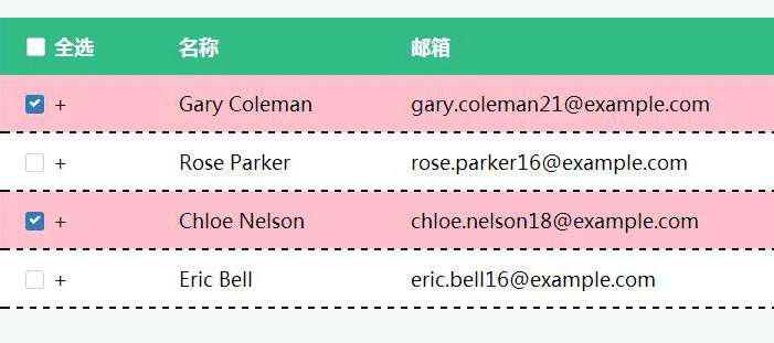 jQuery table选中表格行变色(图1)