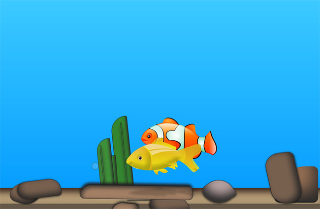 CSS3海底游动的金鱼动画特效(图1)