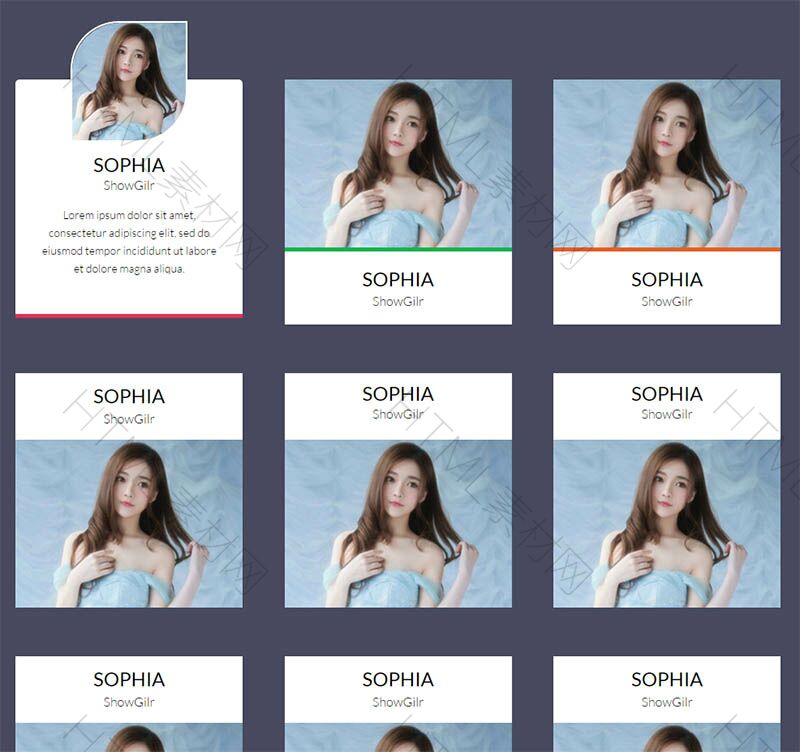 9种纯CSS3人物信息卡片UI设计效果(图1)
