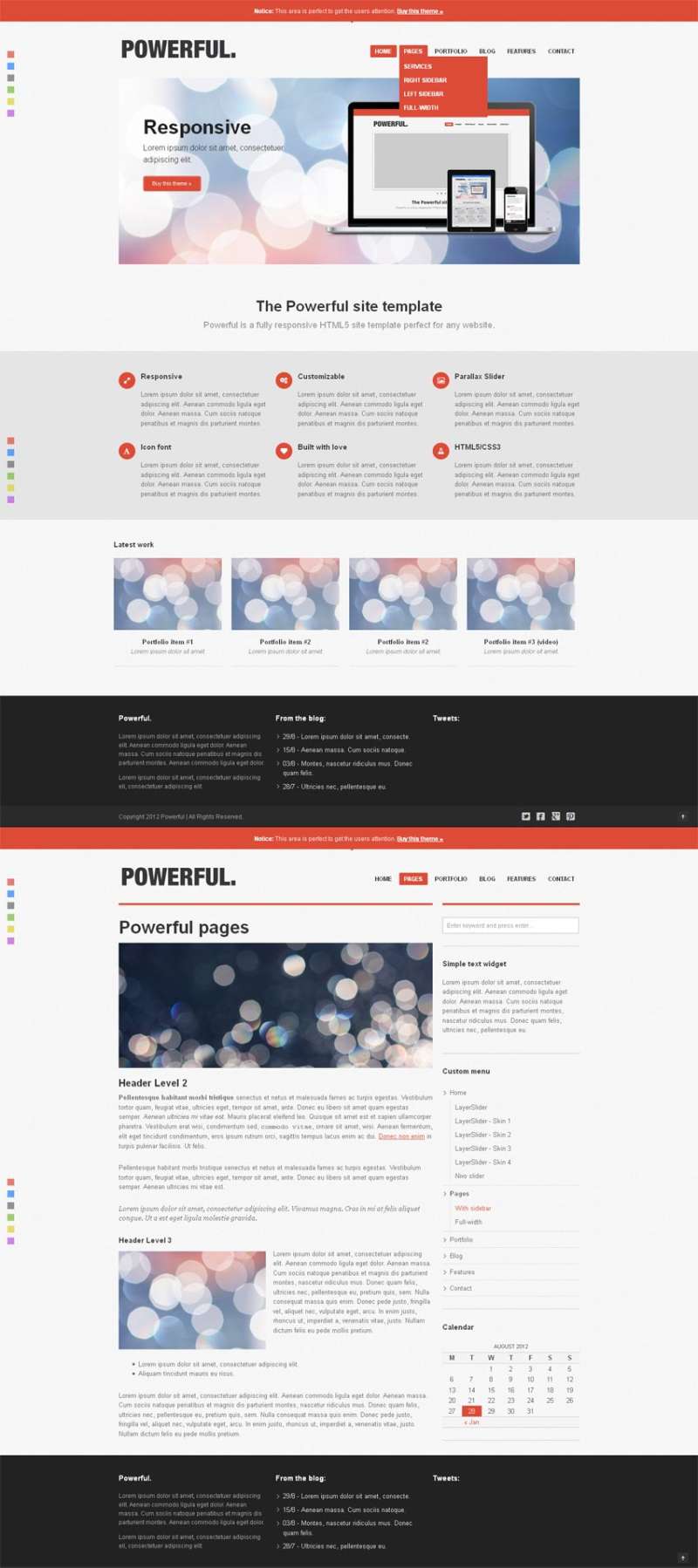 扁平风格的设计师博客网站响应式布局模板html整站下载(图1)